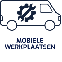 Icoon Mobiele Werkplaatsen Blauw Tekst